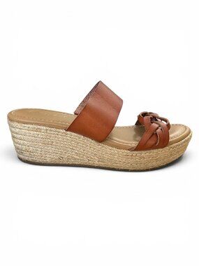 Lane Bryant Woven Strap Espadrille Wedge Sandals 10W Tan & Brown